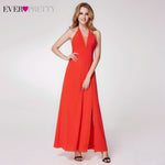 Sexy Evening Dresses Long Ever Pretty EP07247OR A-Line V-Neck Sleeveless Side Split Simple Formal Party Gowns Lange Jurk 2020 - EP07247OR / 12 - Mishe